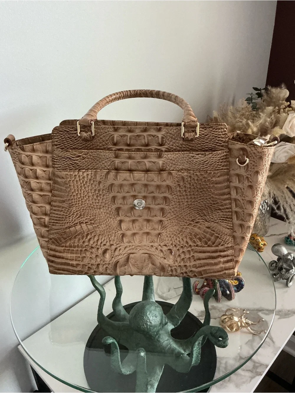 Brahmin Black and Brown Robin bag with 6 flaps